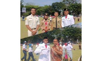 Alhamdulillah dalam upacara HUT RI ke 78, Reza Andra Wijaya Kelas XI TIPH, Sebagai Pembentang bendera merah putih Kota Bogor tahun 2023