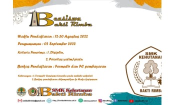 Telah di buka kembali pendaftaran beasiswa SMK Kehutanan Bakti Rimba